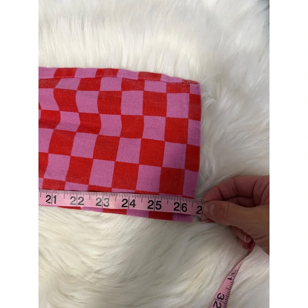 Edikted - Red and Pink Checkered Jeans 100% Cotton Dopamine Maximalist Size Sm